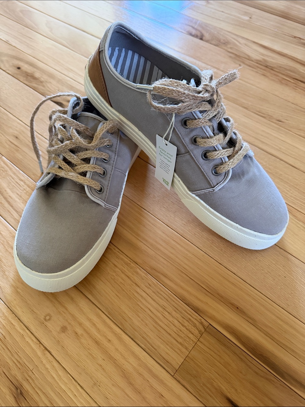 Taos Footwear Taupe Canvas Sneakers with Natural Rope Laces